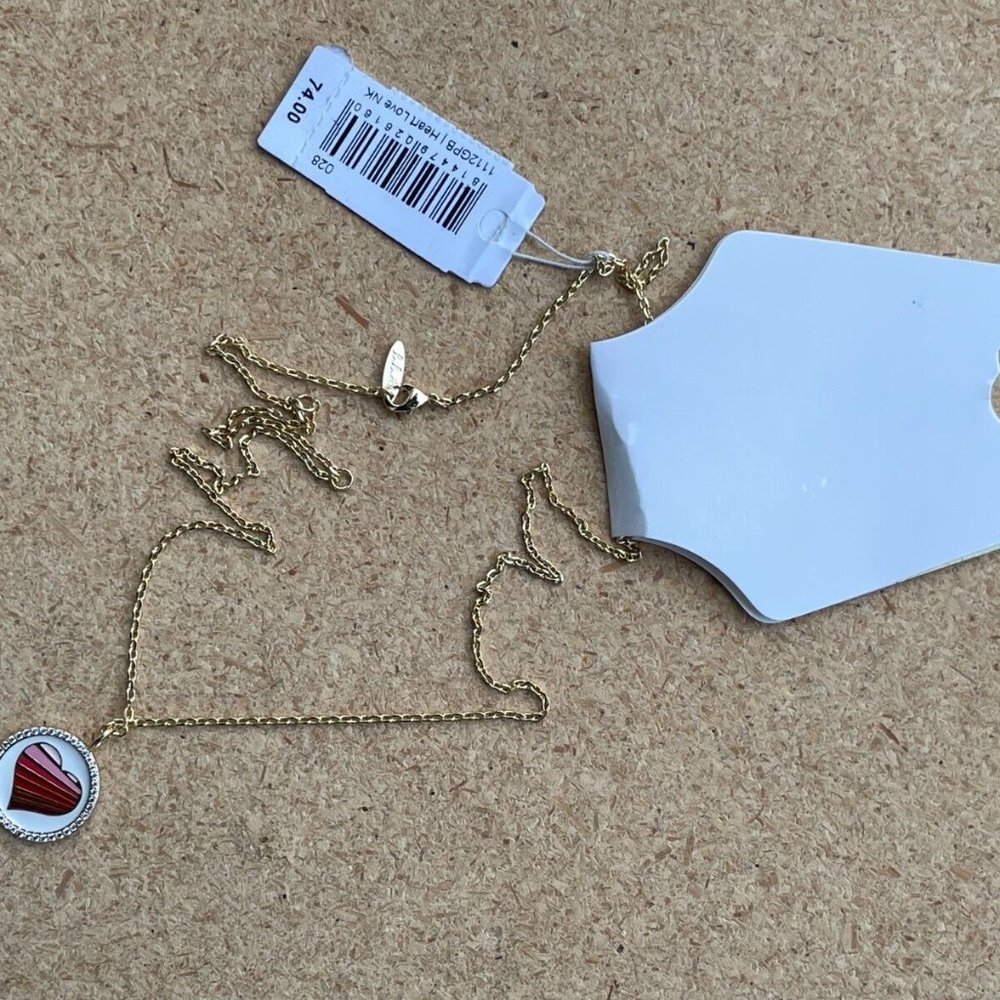 Lulu DK Women Necklace LOVE Heart Pendant Gold Tone 14k Plated Reversible $74 - Picture 8 of 12